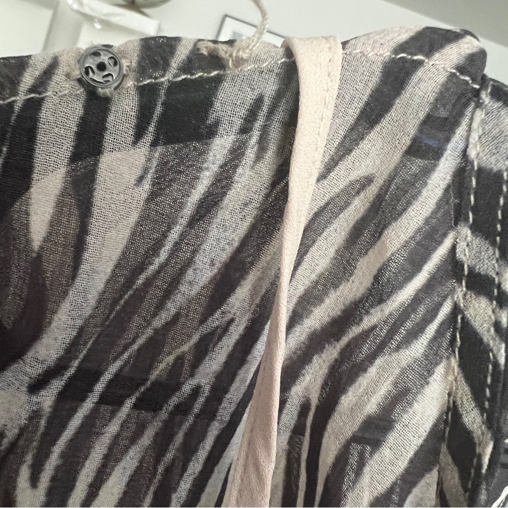 AllSaints Marley Animal Print Boho Dress Sheer Mini Ruffled Hipster SZ 2 - Picture 9 of 12